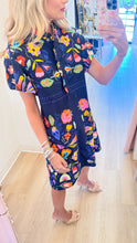 Sister Mary Navy Floral Puff Sleeve Dress