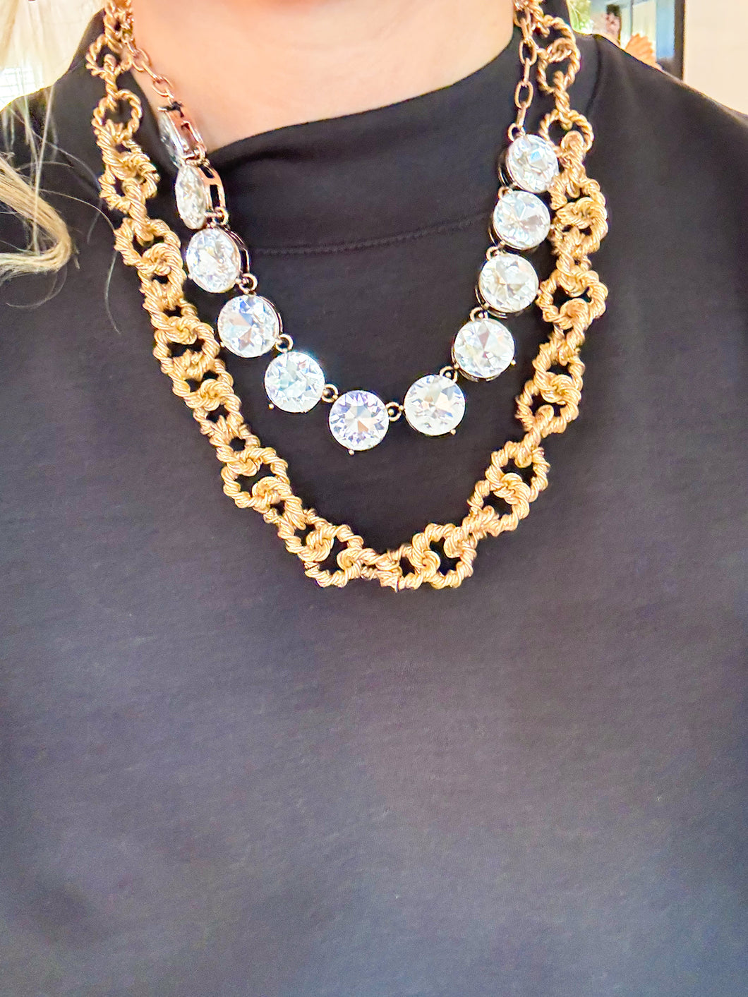 Clear Stone Statement Necklace