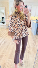 Brown Animal Print Sweater with Fur Cuffs