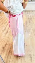 Pink Color Block Leopard Detail Wide Pants