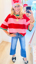 Red and Pink Stripe Sweater Top