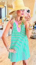Green Gingham Contrast Detail Dress