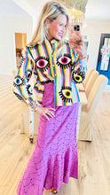 Queen of Sparkles Rainbow Striped Eye Top