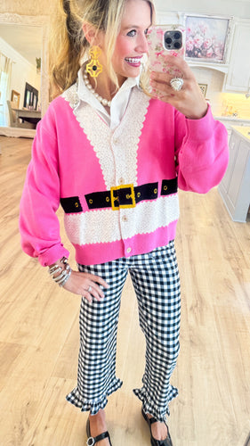 Queen of Sparkle Pink Santa's Coat Cardigan