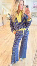 Navy and Yellow Striped Pant Set
