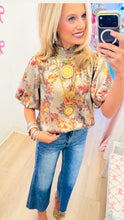 Taupe Floral Metallic Top