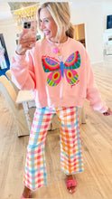 Peach Find Joy Butterfly Cropped Sweatshirt