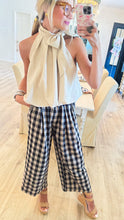 Taupe Bubble Hem Bow Top