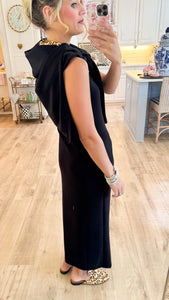 Black Midi Dress and Sweater Set