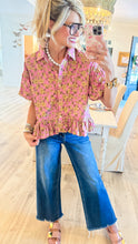 Dusty Pink Floral Puff Sleeve Top