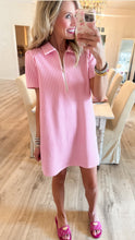 Pink Gingham Half Zip Mini Dress
