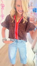 THML Leopard Print Colorblock Top
