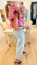 Red Gingham Ruffle Cap Sleeve Top