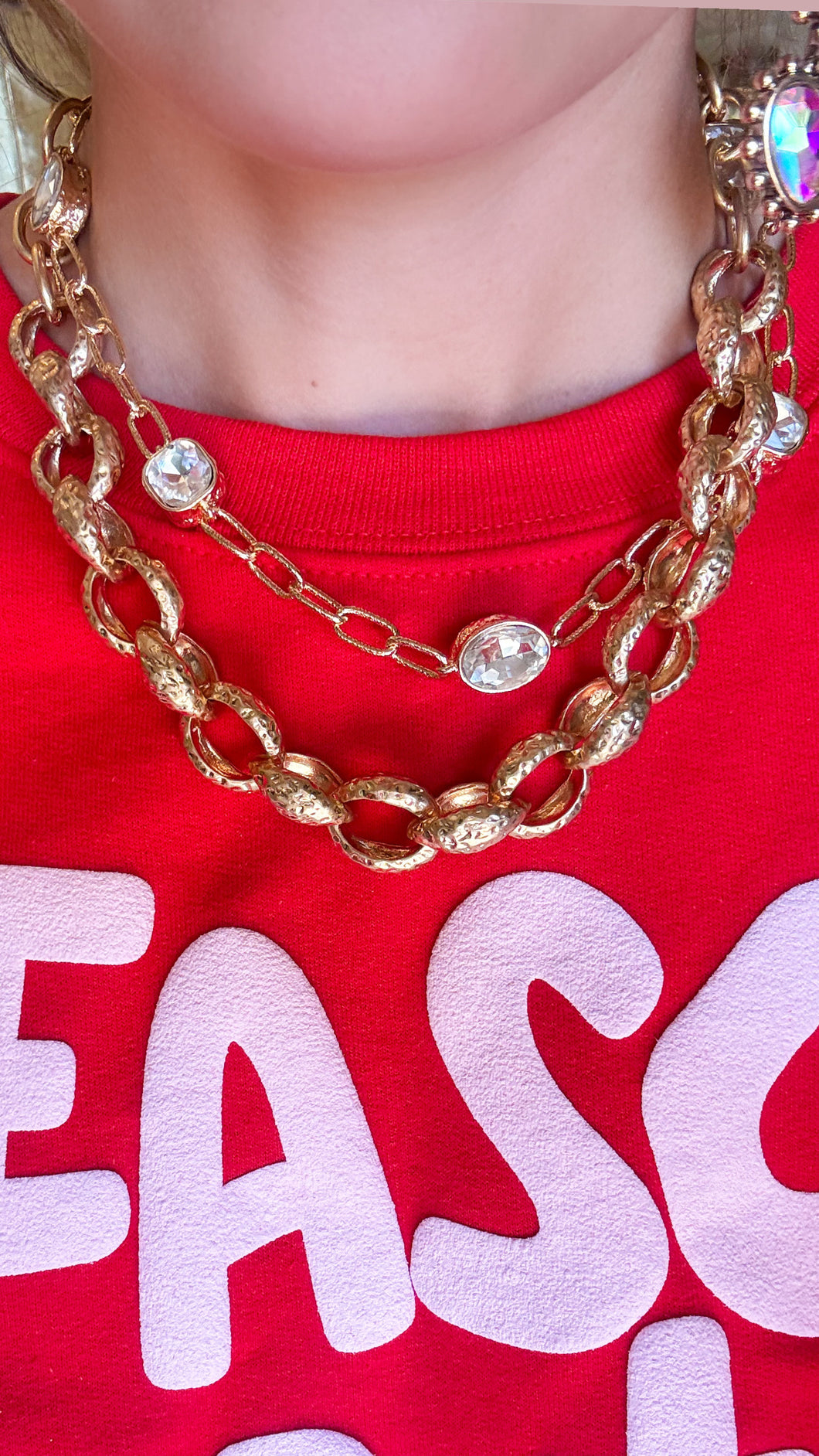 Gold Textured Chain Necklace