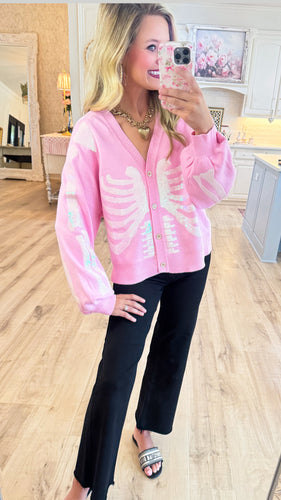 Queen of Sparkle Pink Skeleton Cardigan
