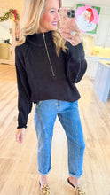 Black Two Tone Half Zip Sweater