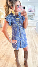 Indigo Western Print Mini Dress