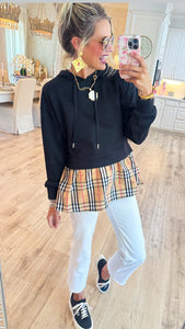 Black and Taupe Mix Hoodie