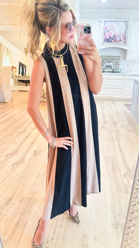 THML Black Colorblock Sleeveless Maxi Dress