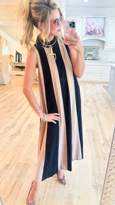 THML Black Colorblock Sleeveless Maxi Dress