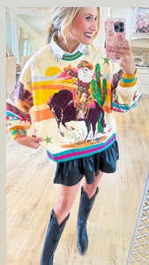 Queen of Sparkle Vintage Cowboy Santa Sweatshirt