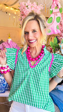 Green Gingham Flutter Sleeve Top