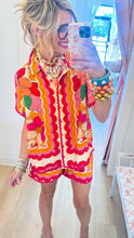 Pink and Orange Multi Print Ric Rac Trim Short Set