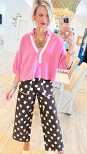 Brown and Off White Polka Dot Scallop Hem Pants
