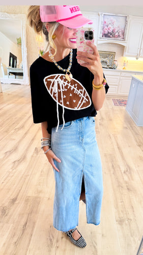 Black Football Bow Top
