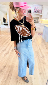 Black Football Bow Top