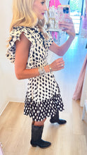 Cream and Black Polka Dot Abstract Mini Dress