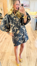 Black Gold Accent Jacquard Shift Dress