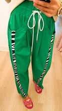 Kelly Green Zebra Contrast Wide Leg Parachute Pants