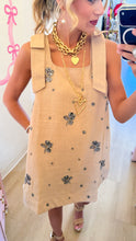 Taupe Embellished Floral Mini Dress