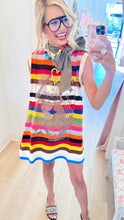 Queen of Sparkle Multi Stripe Logo Knit Dress