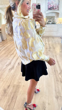 Cream Gold Metallic Jacquard Chiffon Blouse