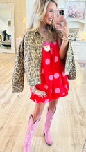 Pink and Red Polka Dot Strapless Dress