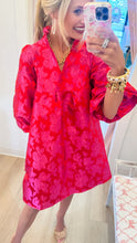 Tomato Red Floral Jacquard Babydoll Dress