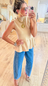 Latte Peplum Top