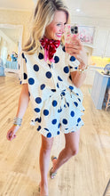 Navy and Cream Polka Dot Ruffle Hem Short Set