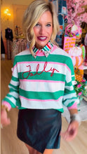 Pink Green Red Striped Jeweled Collar