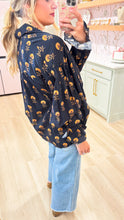 Black Floral Print Long Sleeve Button Up