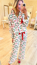 Deal of the Day White and Green Wreath PJ Pant Set