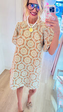 Taupe Geometric Velvet Jacquard Dress