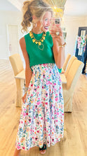 White Multi Garden Print Maxi Skirt