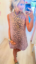 Pink Leopard Jacquard Sleeveless Mini Dress