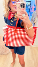 Red Gingham Terry Cloth Tote Bag