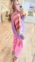 Purple and Pink Contrast Sleeve Top