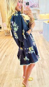 Black Floral Print Dress