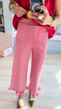 Tomato Red Ruffle Hem Pants